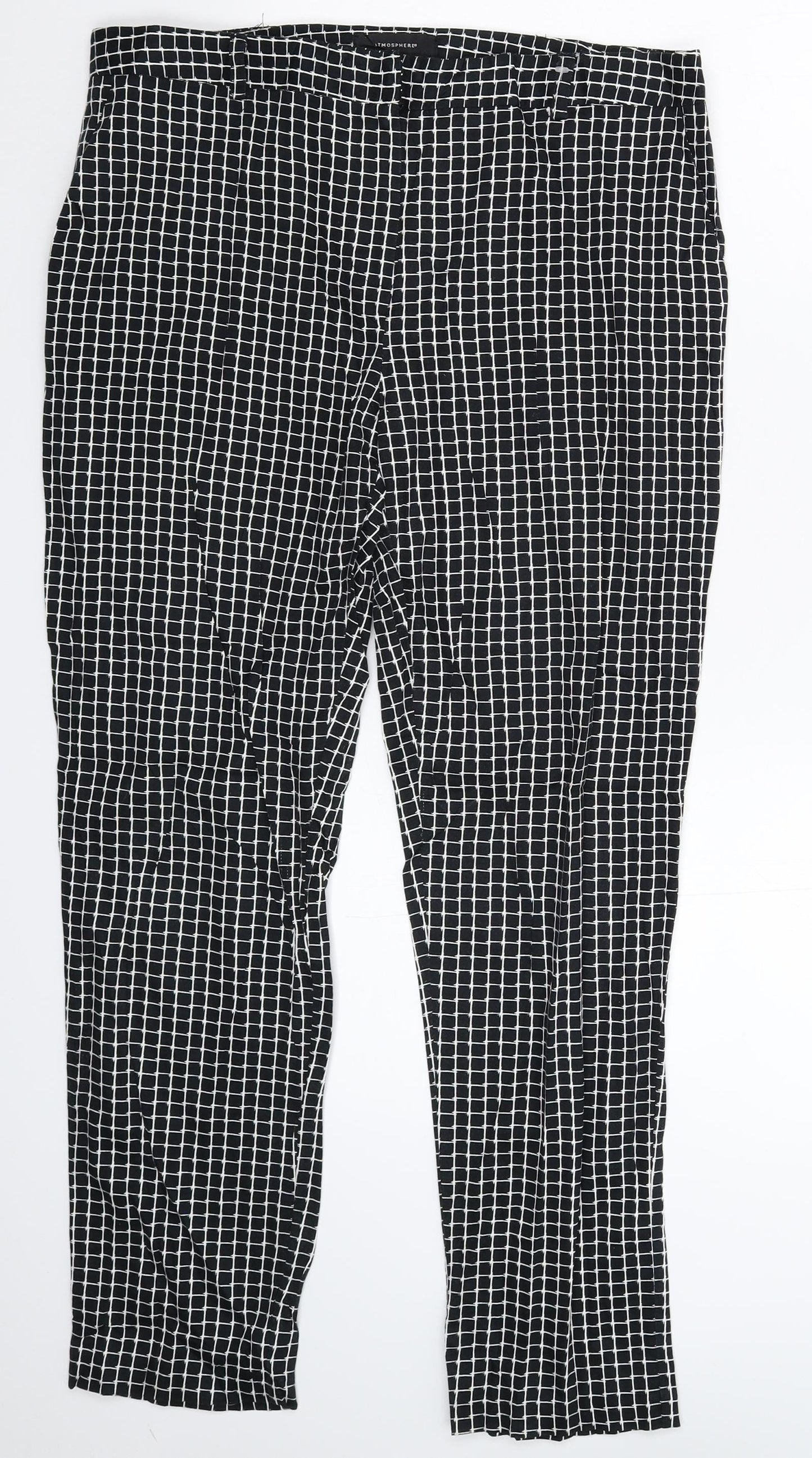 Atmosphere Womens Black Check  Trousers  Size 12 L27 in