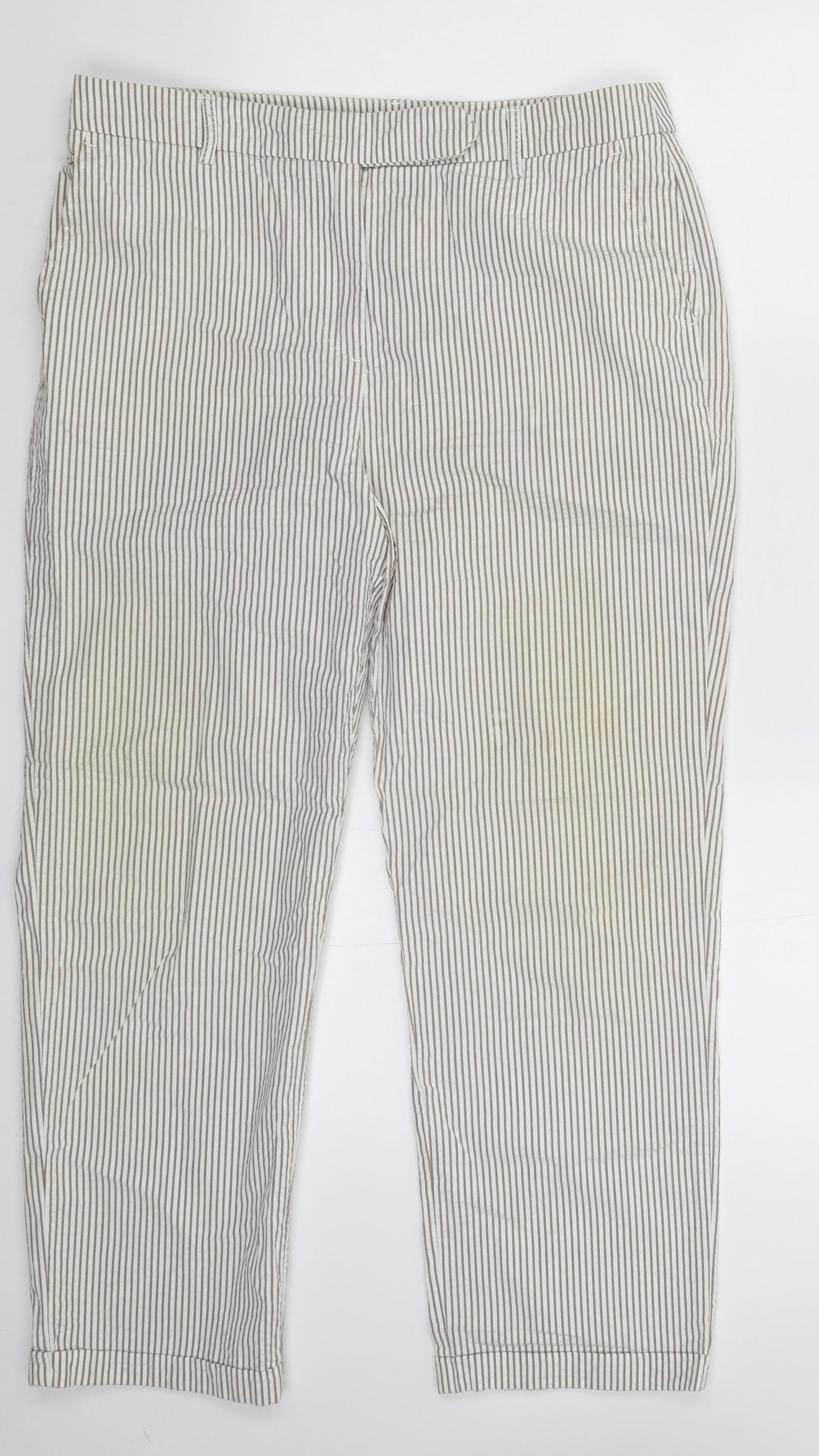 Per Una Womens White Striped  Trousers  Size 12 L25 in