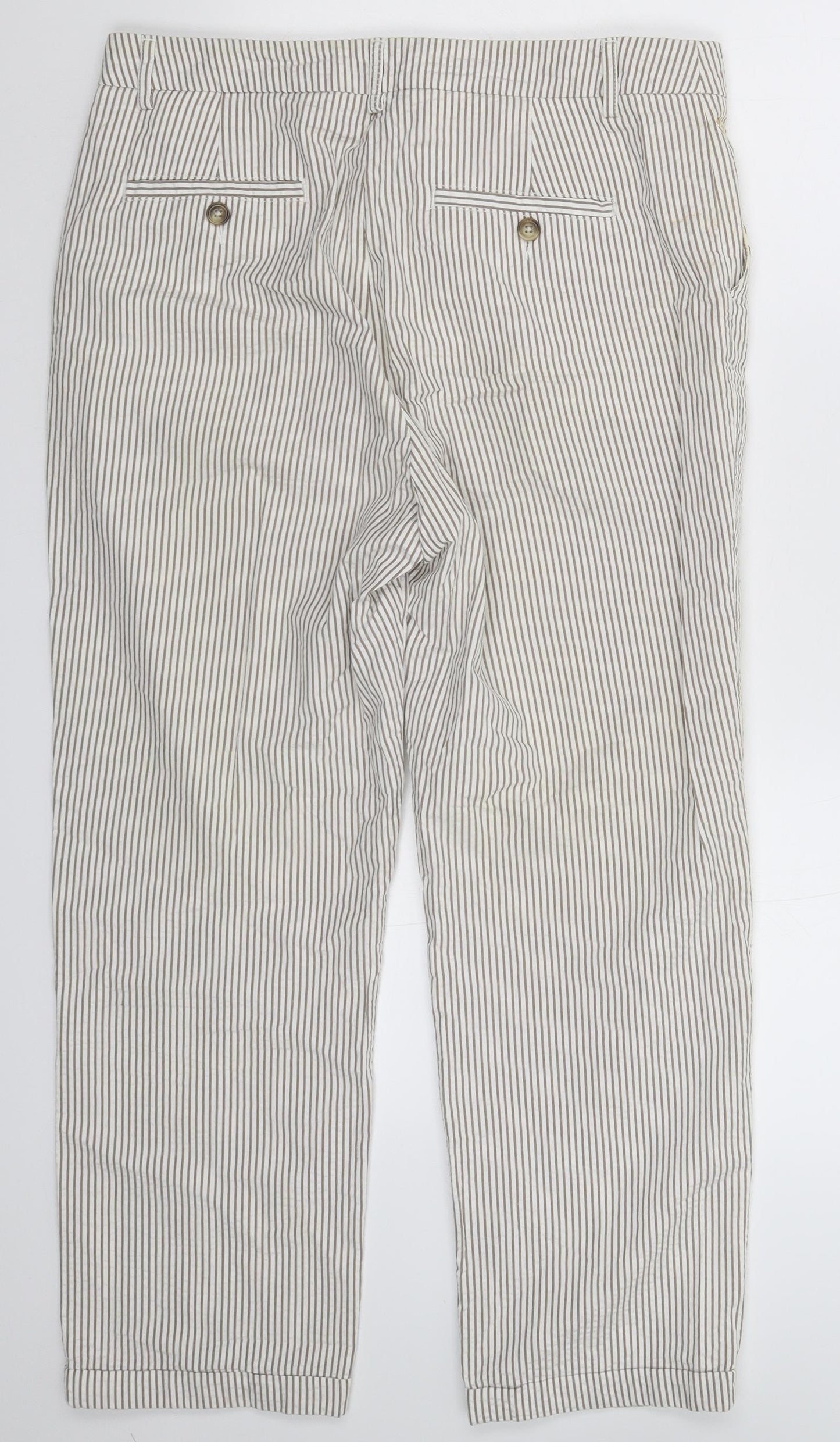 Per Una Womens White Striped  Trousers  Size 12 L25 in