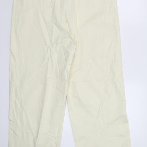 Marks and Spencer Womens White  Denim Wide-Leg Jeans Size 16 L26 in