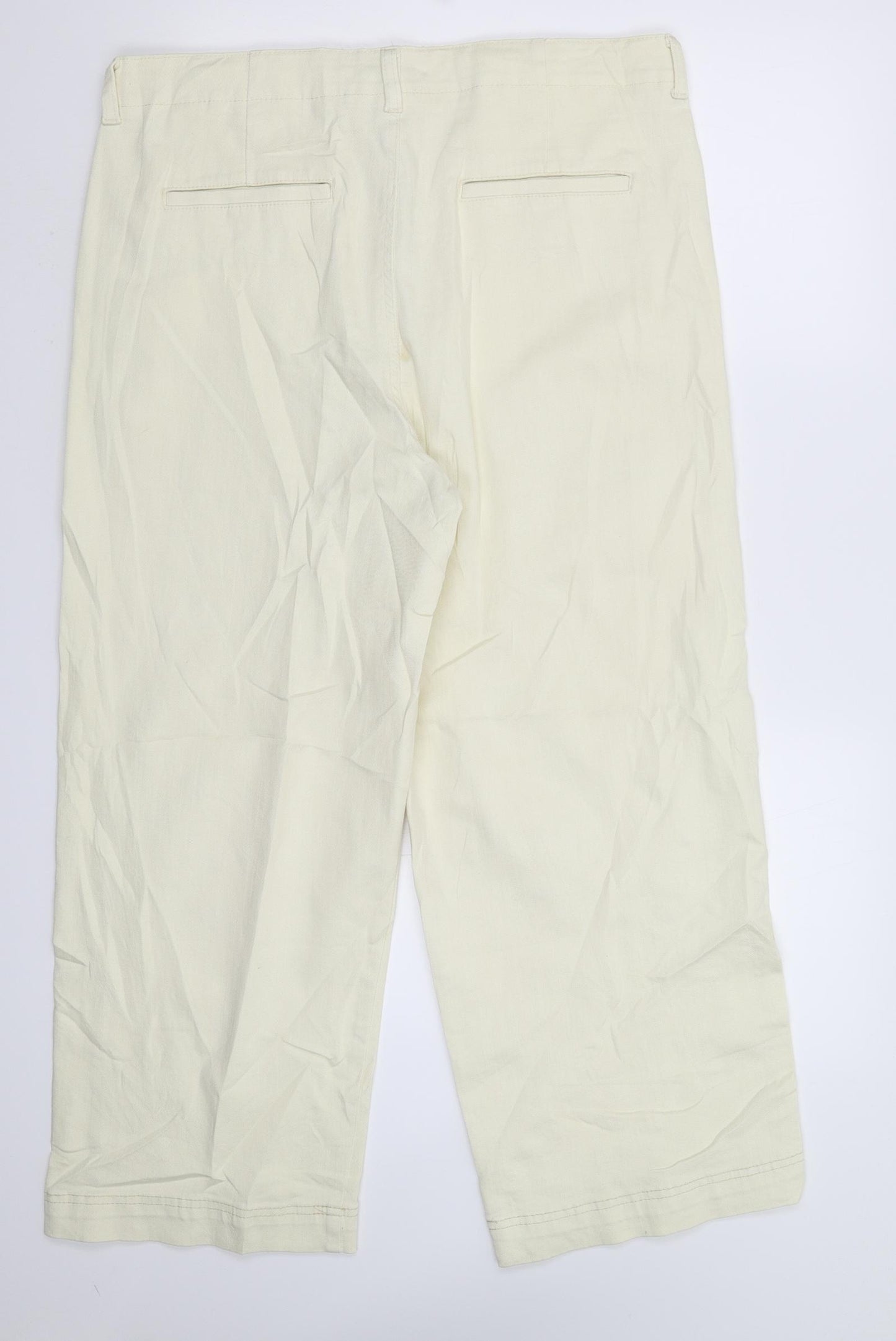 Marks and Spencer Womens White  Denim Wide-Leg Jeans Size 16 L26 in