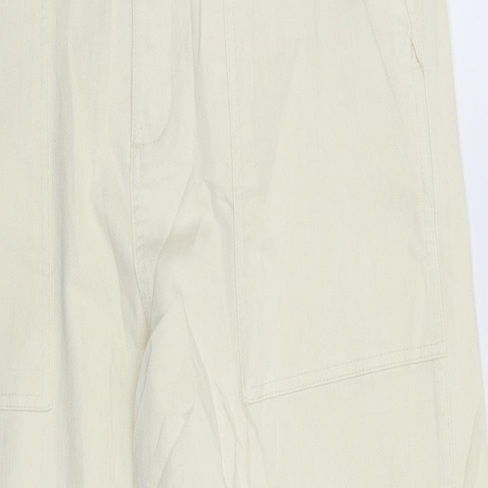 Marks and Spencer Womens White  Denim Wide-Leg Jeans Size 16 L26 in