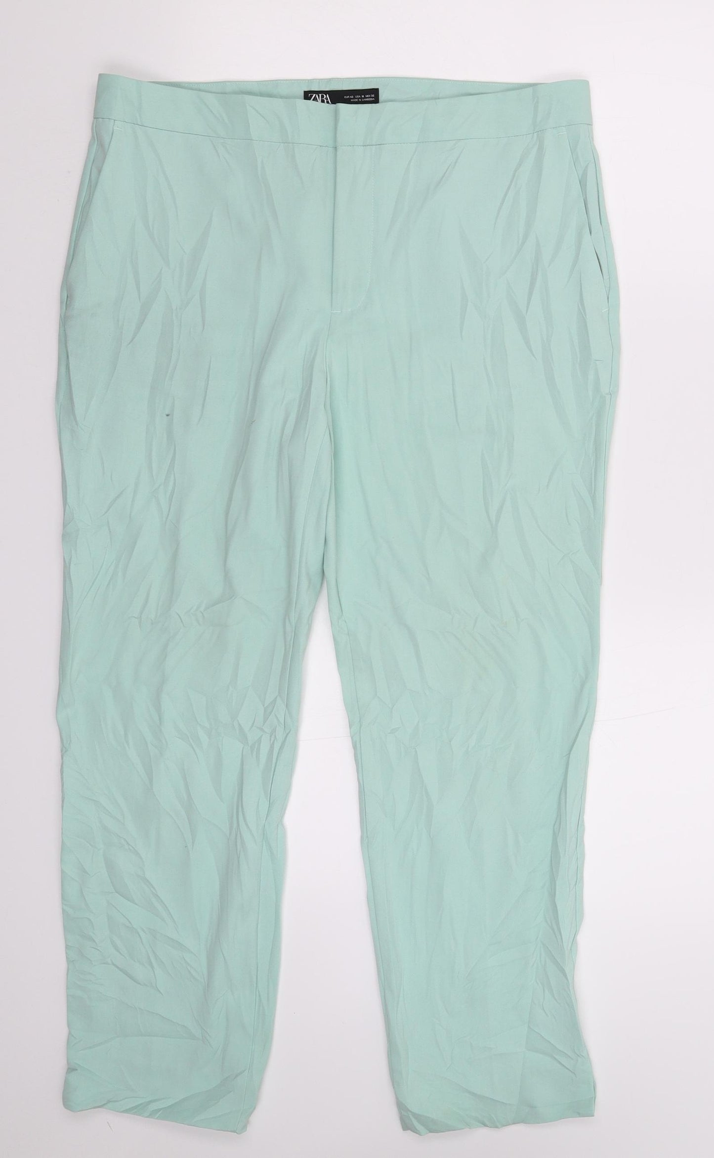 Zara Womens Green   Trousers  Size 14 L27 in