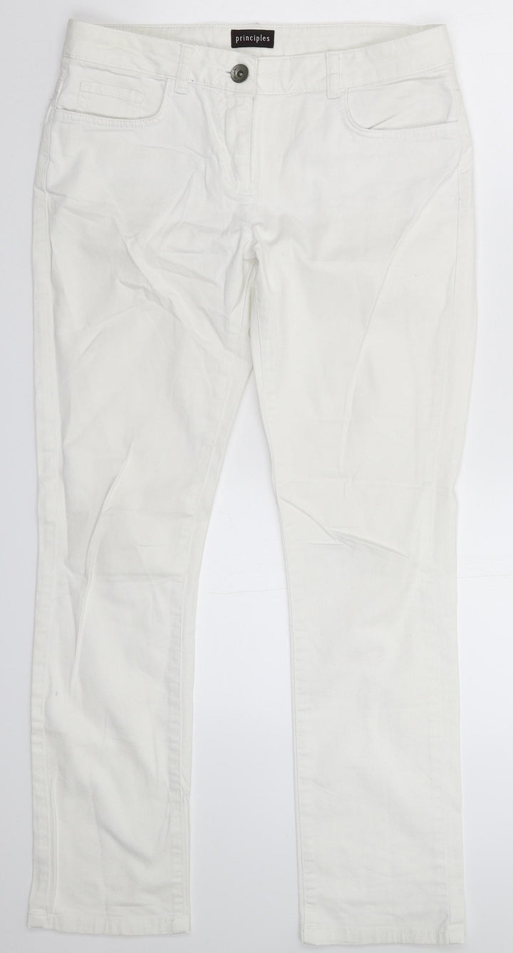 Principles Womens White Denim Skinny Jeans Size 10 L28 in