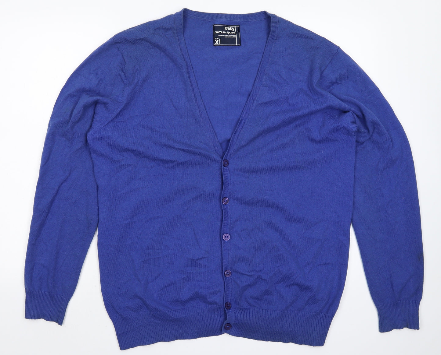 Easy Mens Blue  Knit Cardigan Jumper Size XL