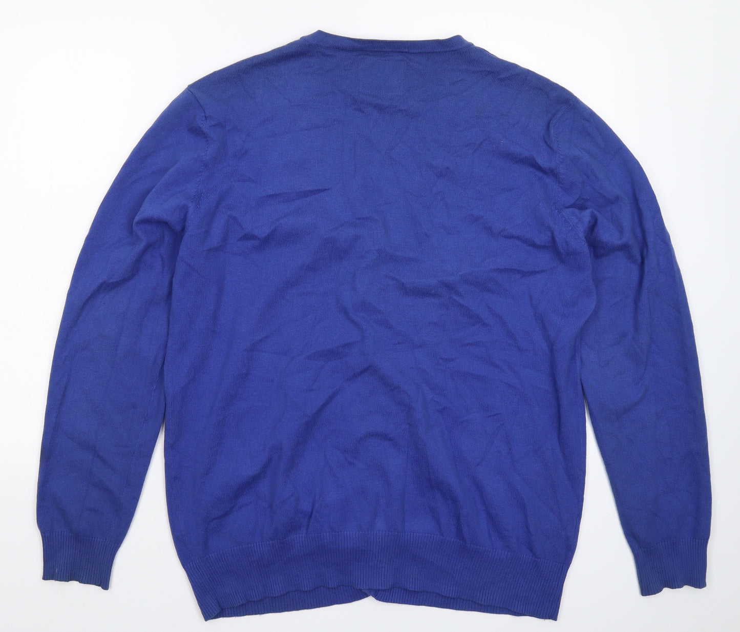 Easy Mens Blue  Knit Cardigan Jumper Size XL