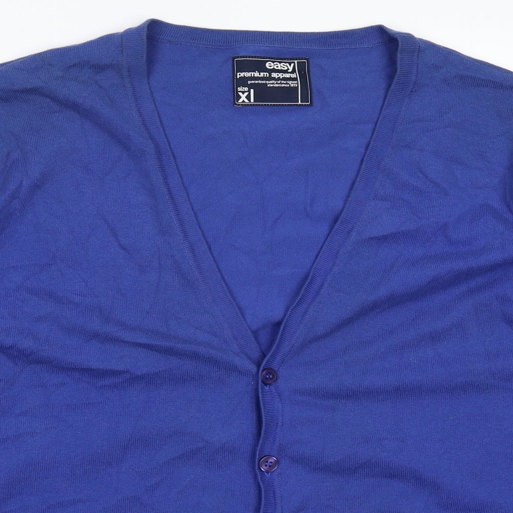 Easy Mens Blue  Knit Cardigan Jumper Size XL