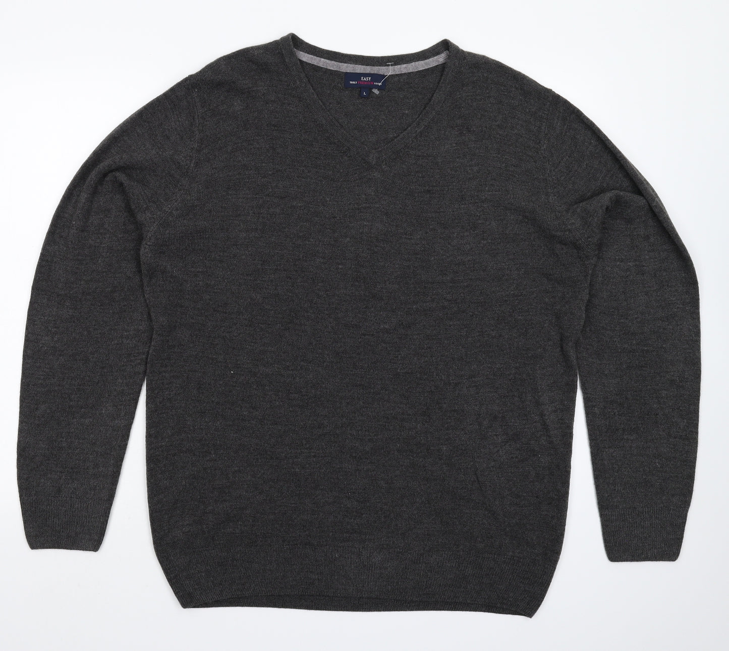 Easy Mens Grey  Knit Pullover Jumper Size L
