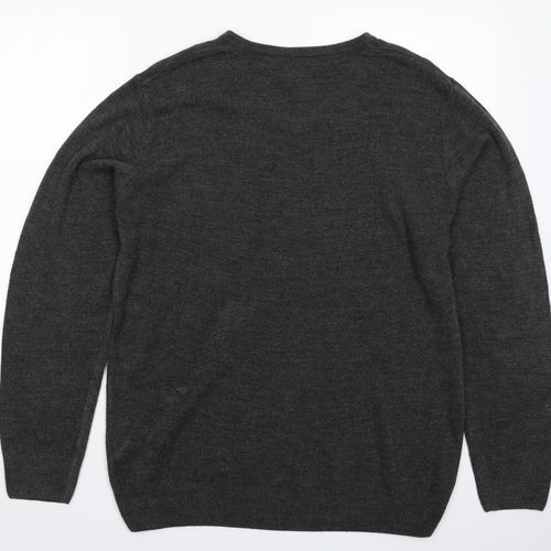 Easy Mens Grey  Knit Pullover Jumper Size L