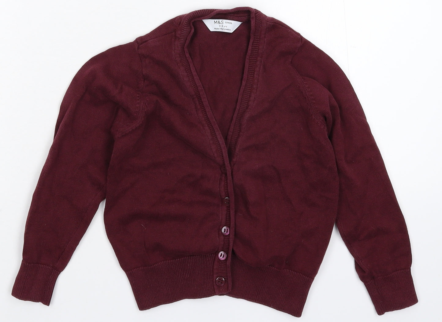 Marks and Spencer Boys Brown  Knit Cardigan Jumper Size 3-4 Years  - School