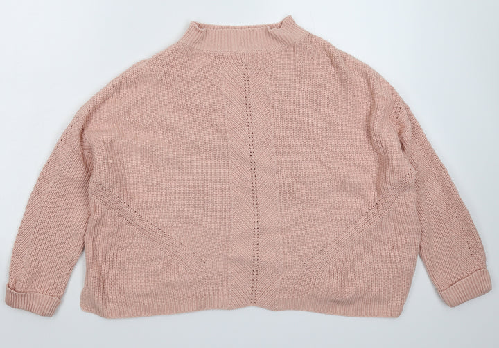 Topshop Womens Pink  Knit Pullover Jumper Size 6  - Oversized