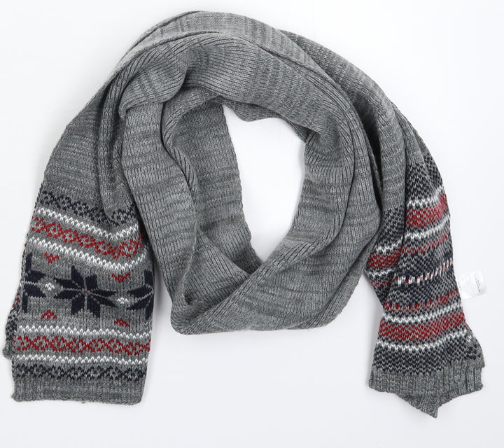 Matalan Unisex Grey Geometric Knit Scarf