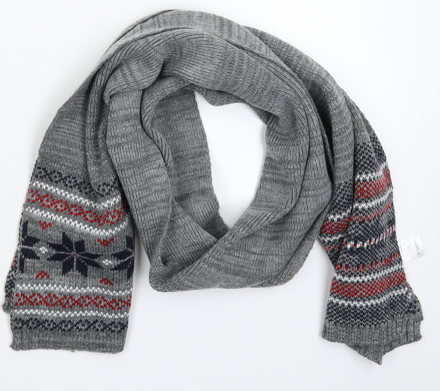 Matalan Unisex Grey Geometric Knit  Scarf