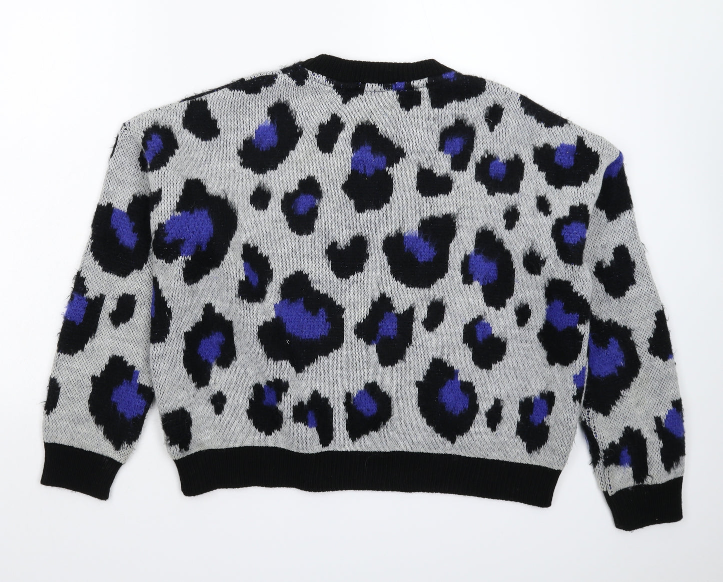 Primark Womens Grey Animal Print Knit Pullover Jumper Size 8  - Oversized