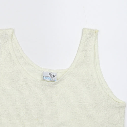 Pacific Womens White  Knit Basic Tank Size M