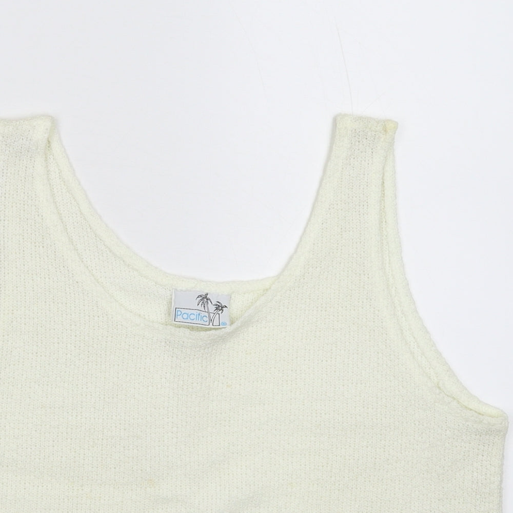 Pacific Womens White  Knit Basic Tank Size M