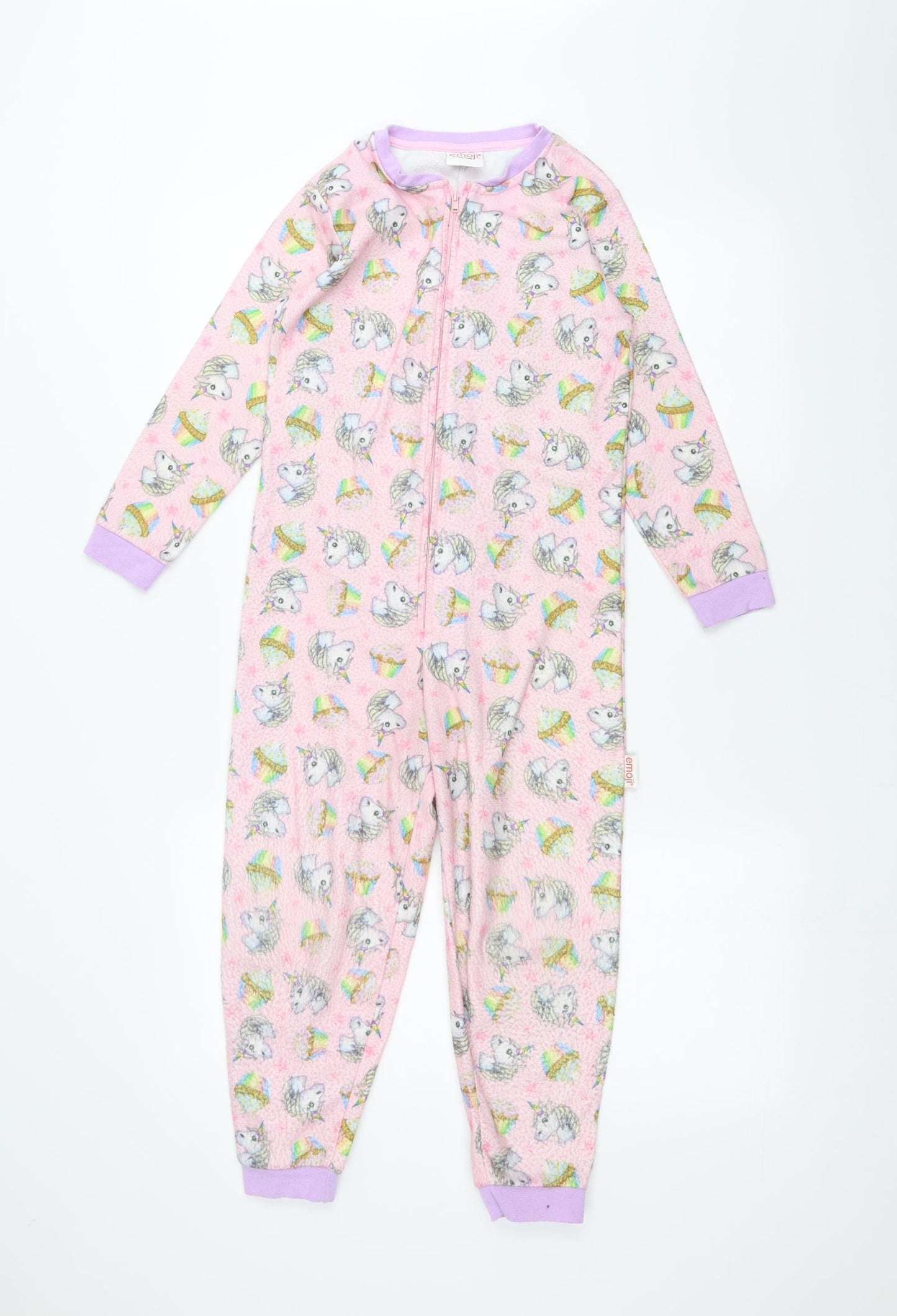 Emoji Girls Pink Solid  Top One Piece Size 7-8 Years  - unicorn