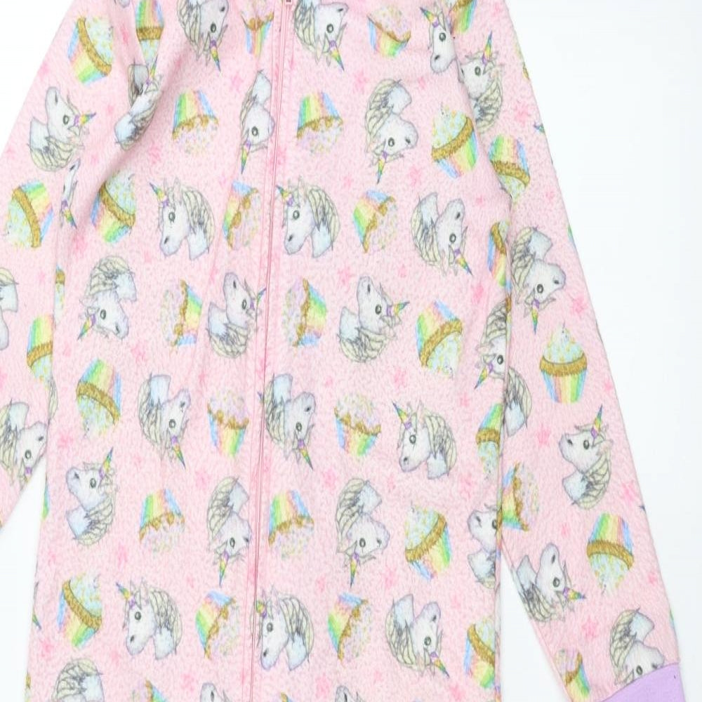 Emoji Girls Pink Solid  Top One Piece Size 7-8 Years  - unicorn