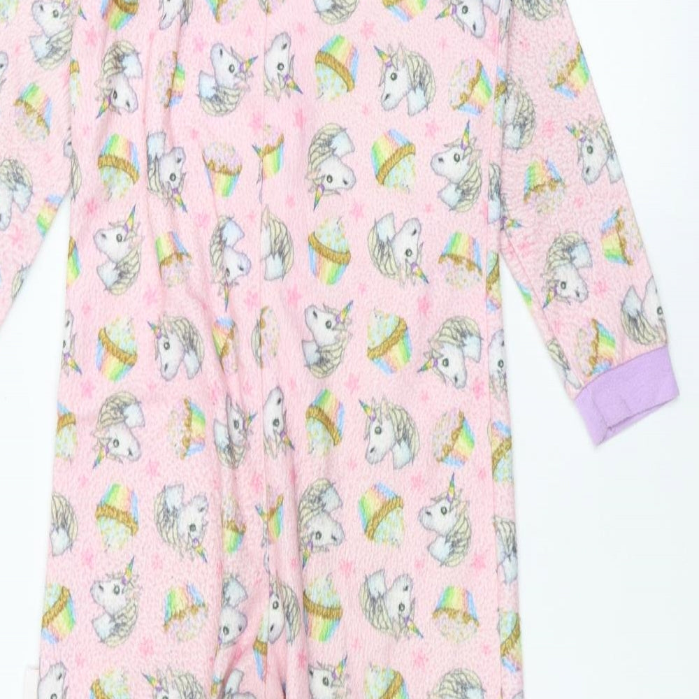 Emoji Girls Pink Solid  Top One Piece Size 7-8 Years  - unicorn