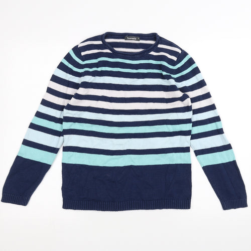 Bonmarché Womens Blue Striped  Pullover Jumper Size S