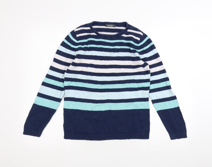 Bonmarché Womens Blue Striped  Pullover Jumper Size S