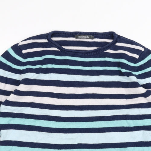 Bonmarché Womens Blue Striped  Pullover Jumper Size S