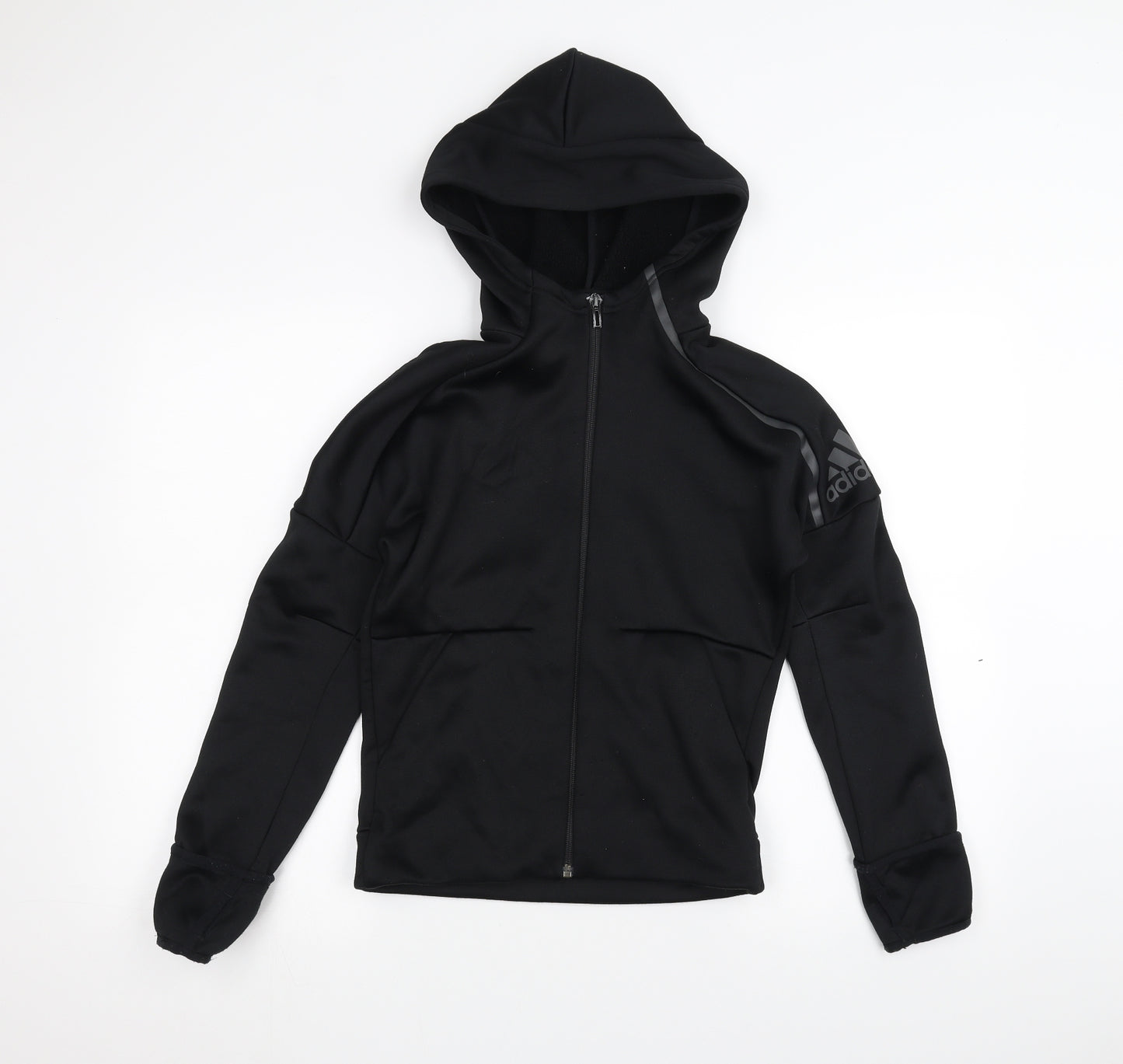 adidas Boys Black   Full Zip Hoodie Size 9-10 Years