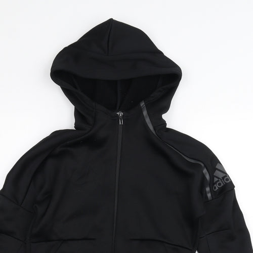adidas Boys Black   Full Zip Hoodie Size 9-10 Years