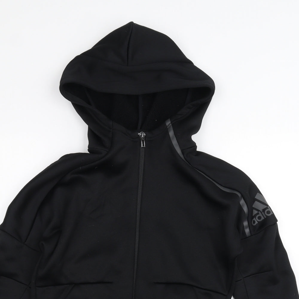 adidas Boys Black   Full Zip Hoodie Size 9-10 Years