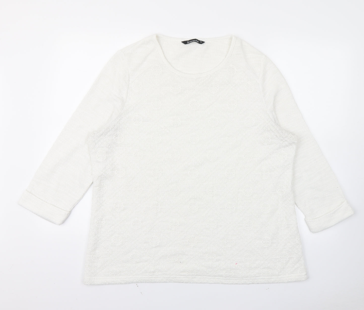 Bonmarché Womens White Argyle/Diamond  Pullover Jumper Size 20