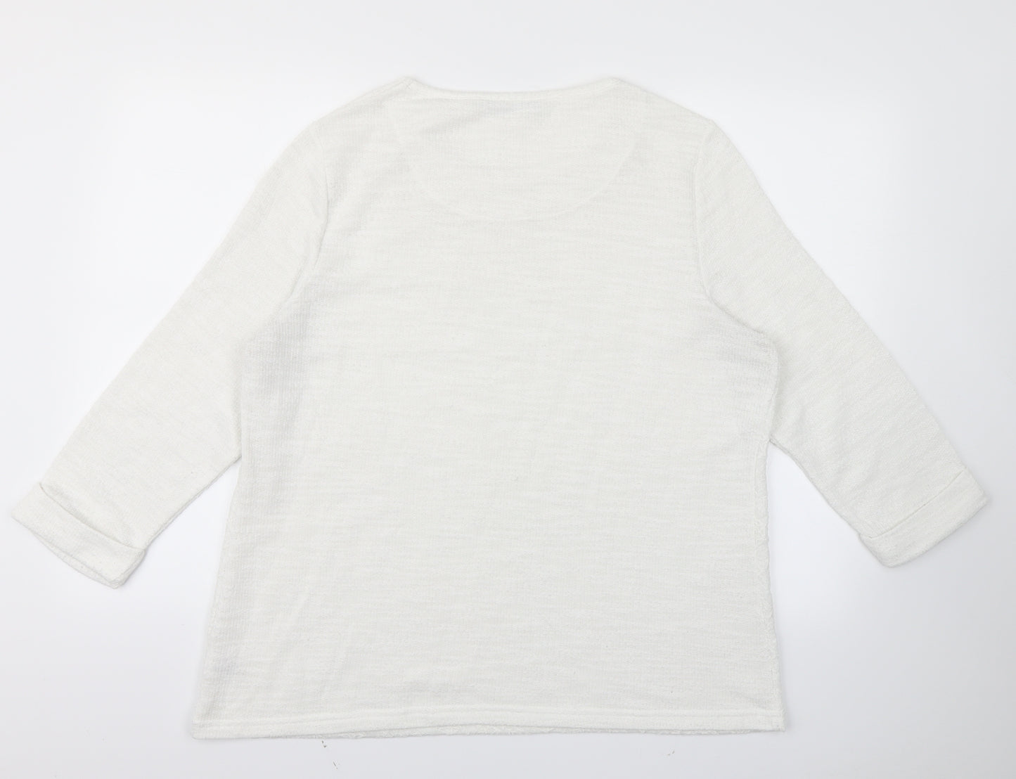 Bonmarché Womens White Argyle/Diamond  Pullover Jumper Size 20