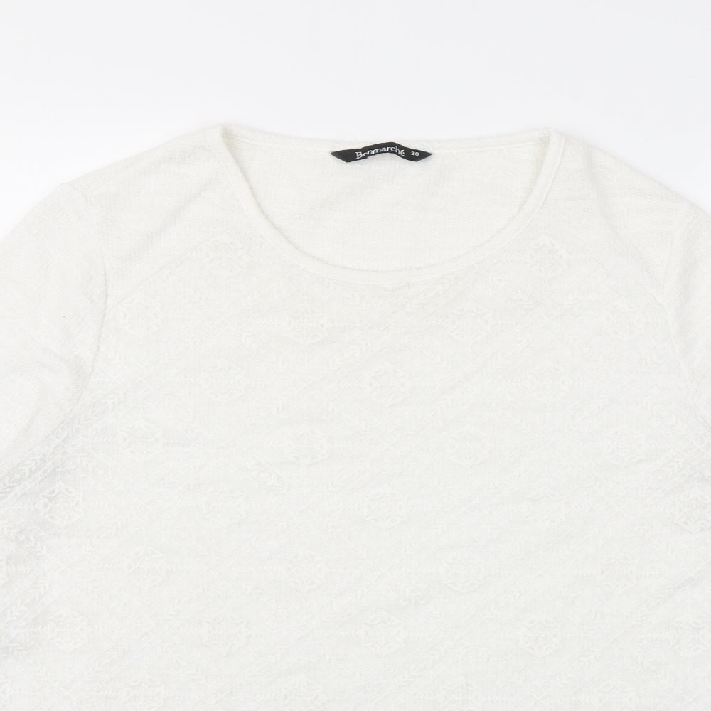 Bonmarché Womens White Argyle/Diamond  Pullover Jumper Size 20