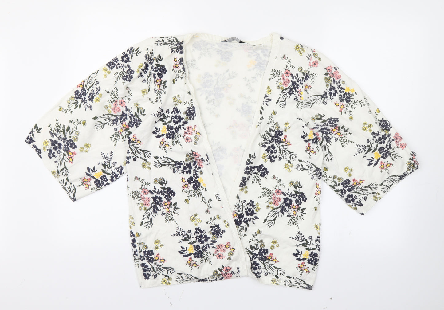 Dorothy Perkins Womens White Floral  Cardigan Jumper Size M
