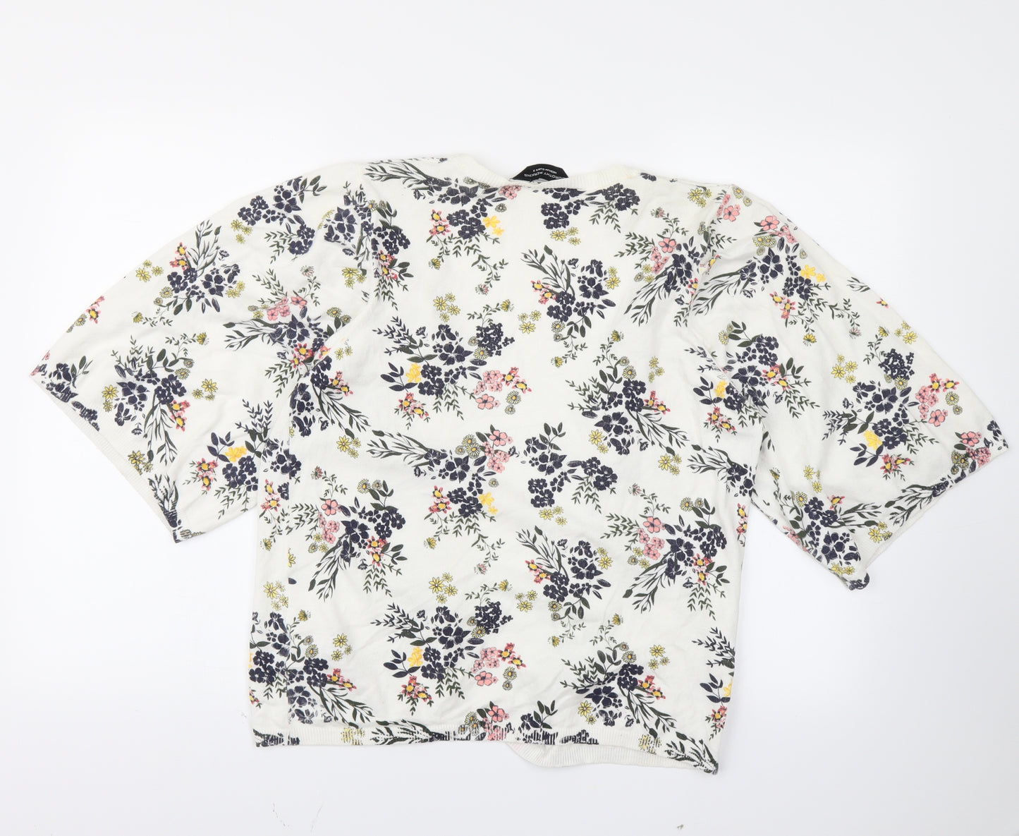 Dorothy Perkins Womens White Floral  Cardigan Jumper Size M