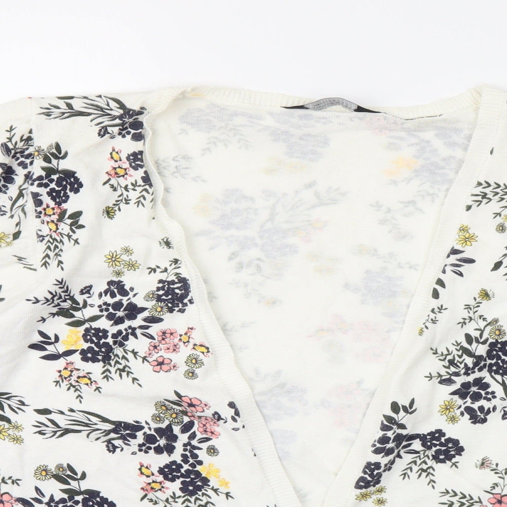 Dorothy Perkins Womens White Floral  Cardigan Jumper Size M