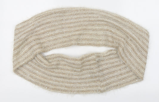 Front view of Preworn women’s beige knit scarf