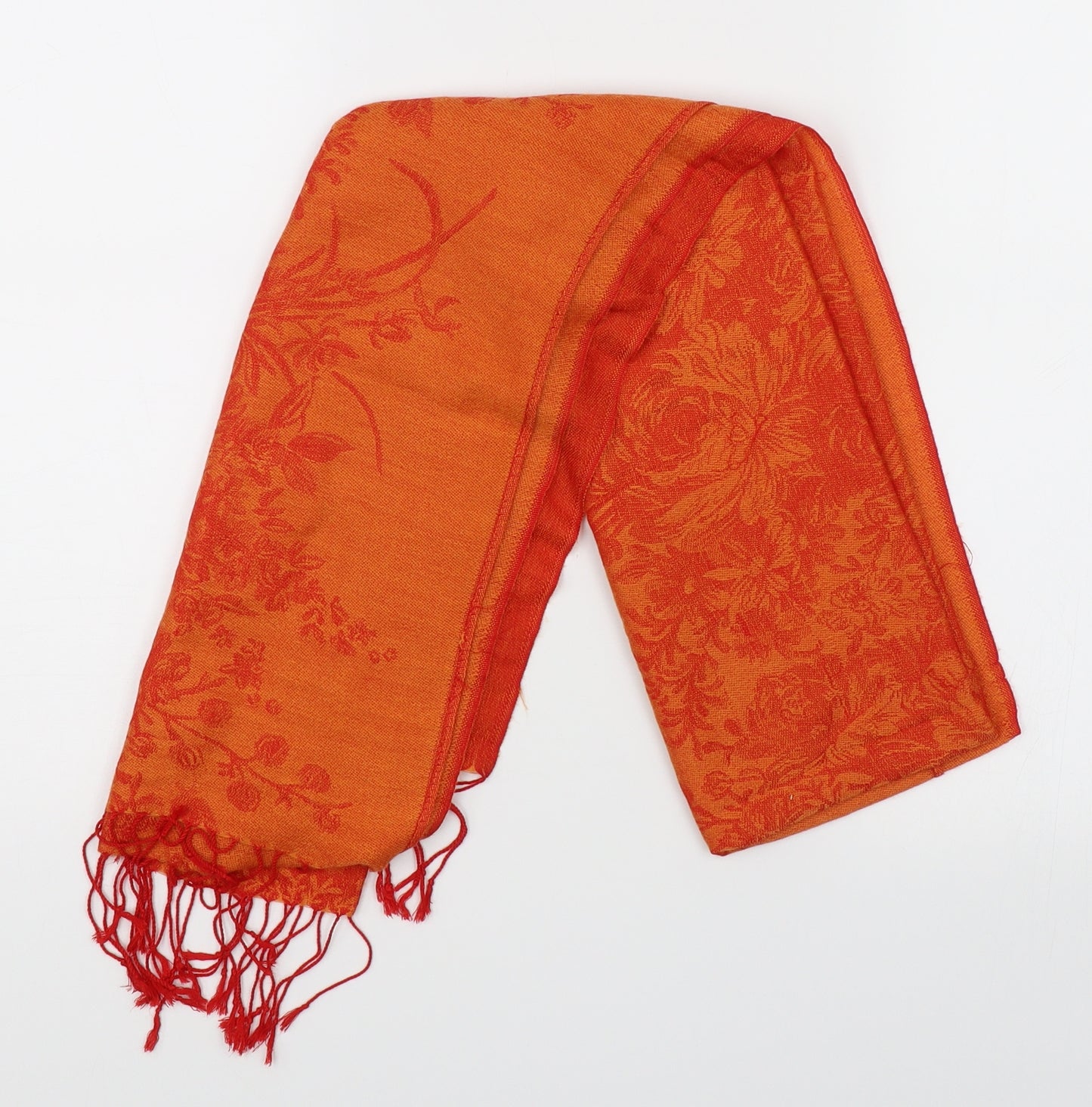 Preworn Womens Orange Floral   Scarf