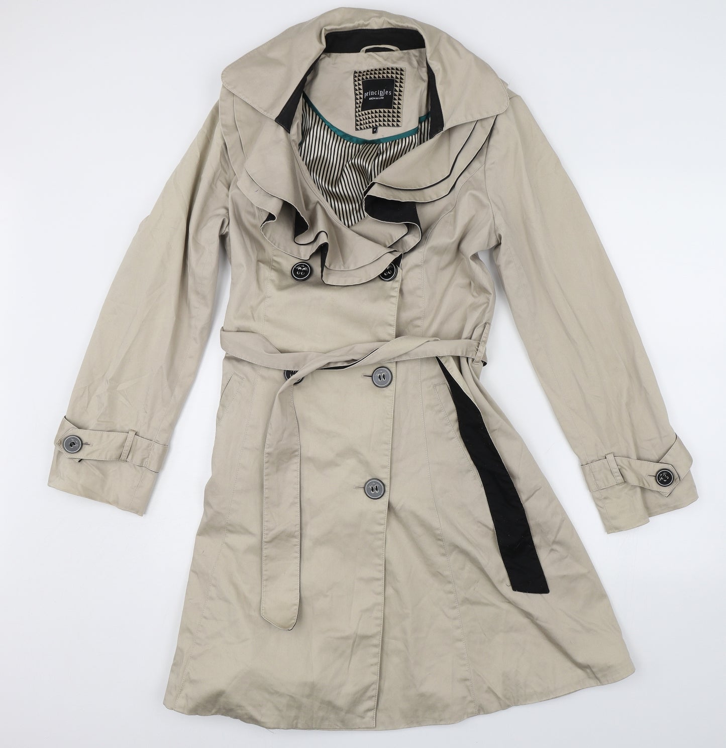 Principles Womens Beige   Overcoat Coat Size 14