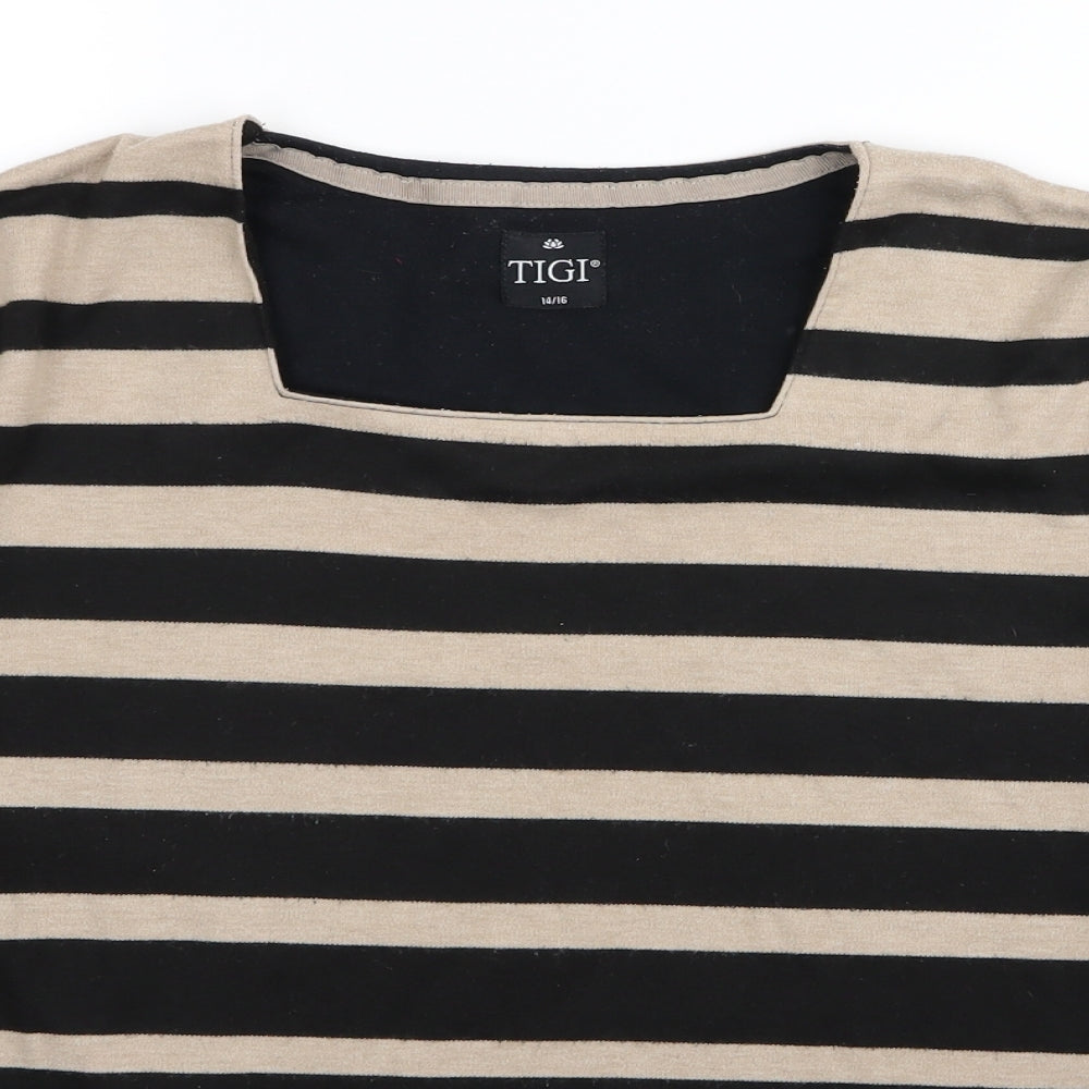 tigi Womens Black Striped  Pullover Jumper Size 14