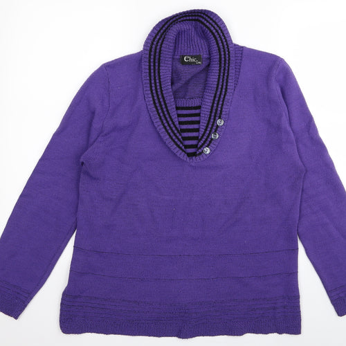 CHIC Womens Purple   Cardigan Jumper Size L