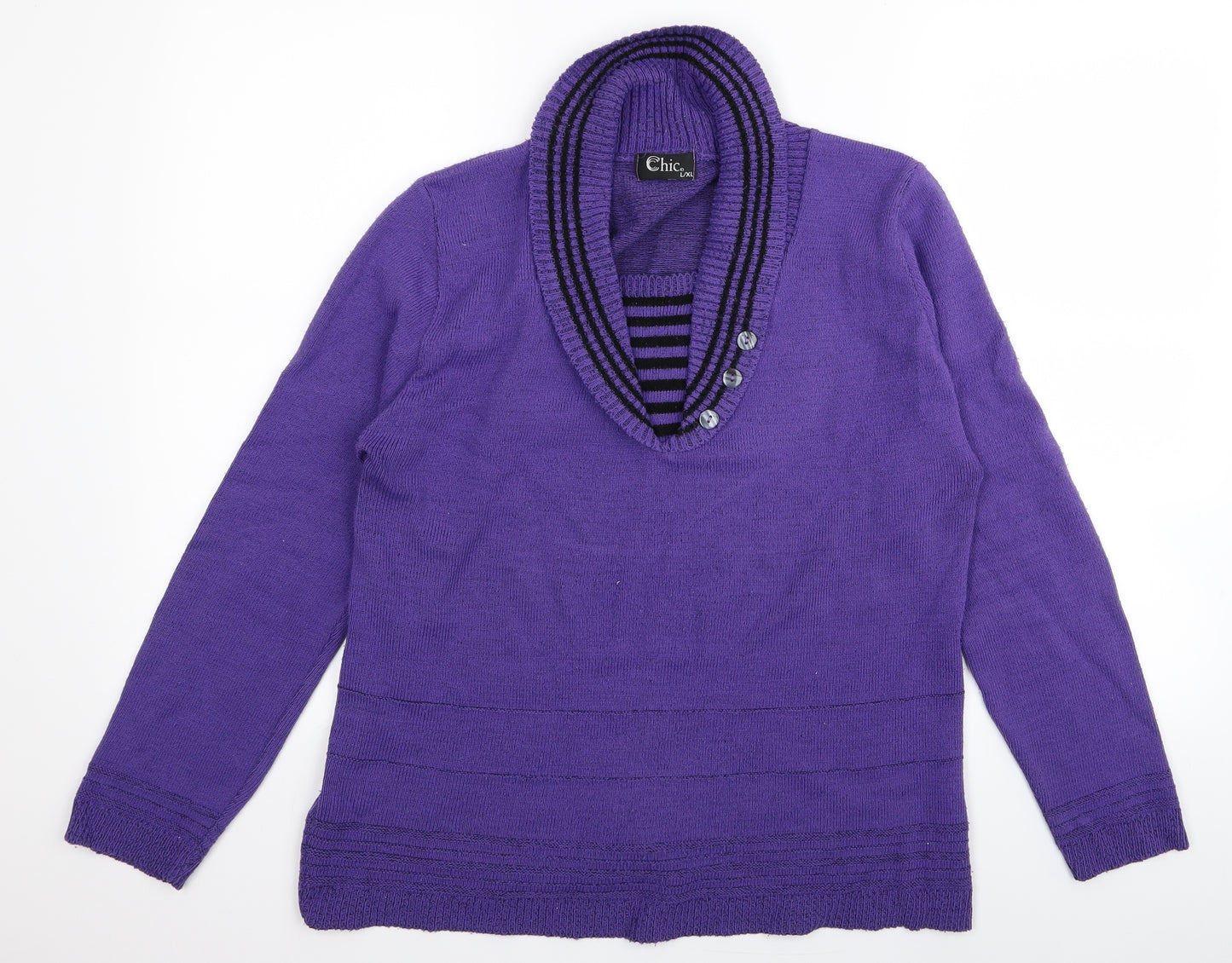 CHIC Womens Purple   Cardigan Jumper Size L