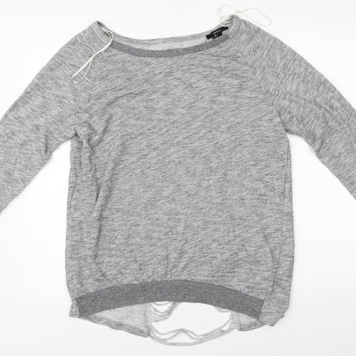 FOREVER 21 Womens Grey   Basic T-Shirt Size S  - distressed back