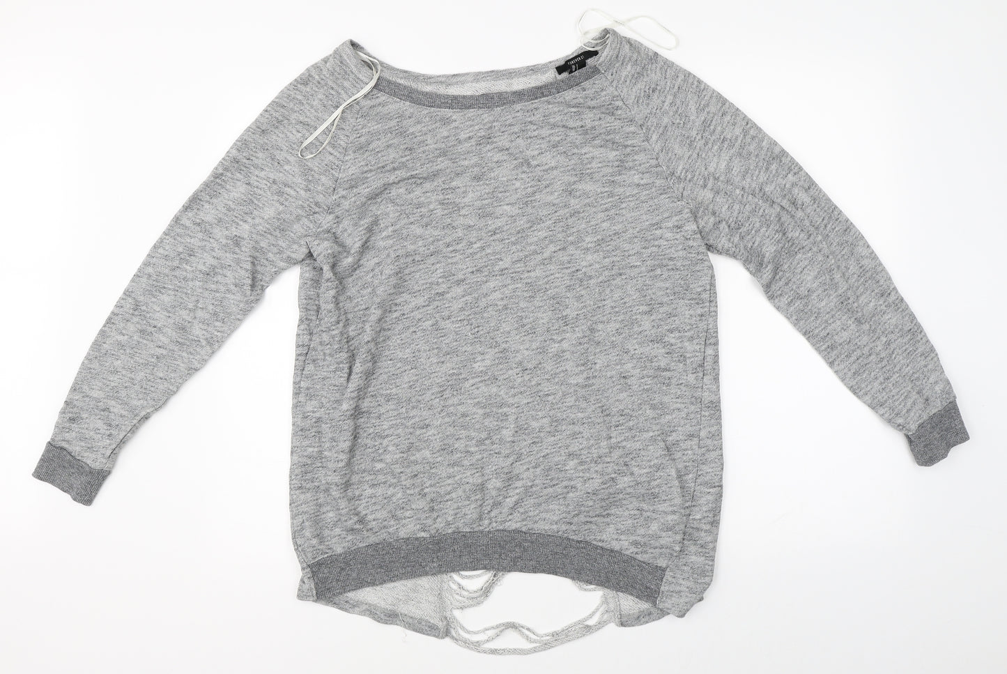 FOREVER 21 Womens Grey   Basic T-Shirt Size S  - distressed back