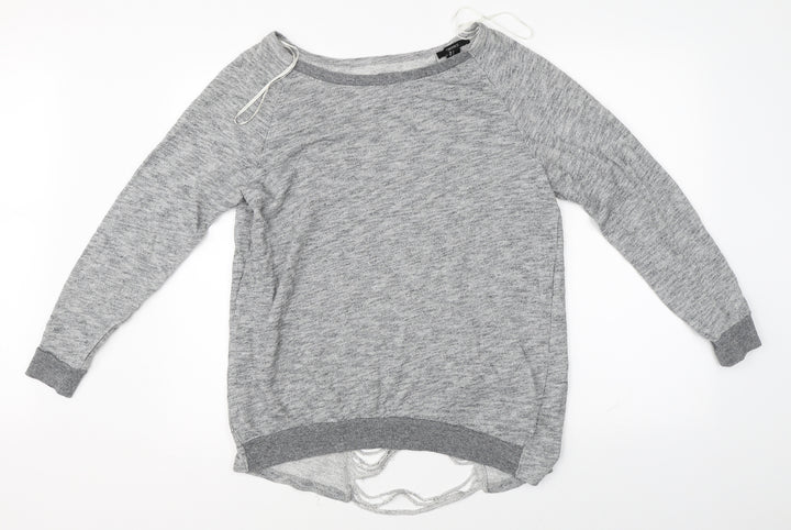 FOREVER 21 Womens Grey   Basic T-Shirt Size S  - distressed back