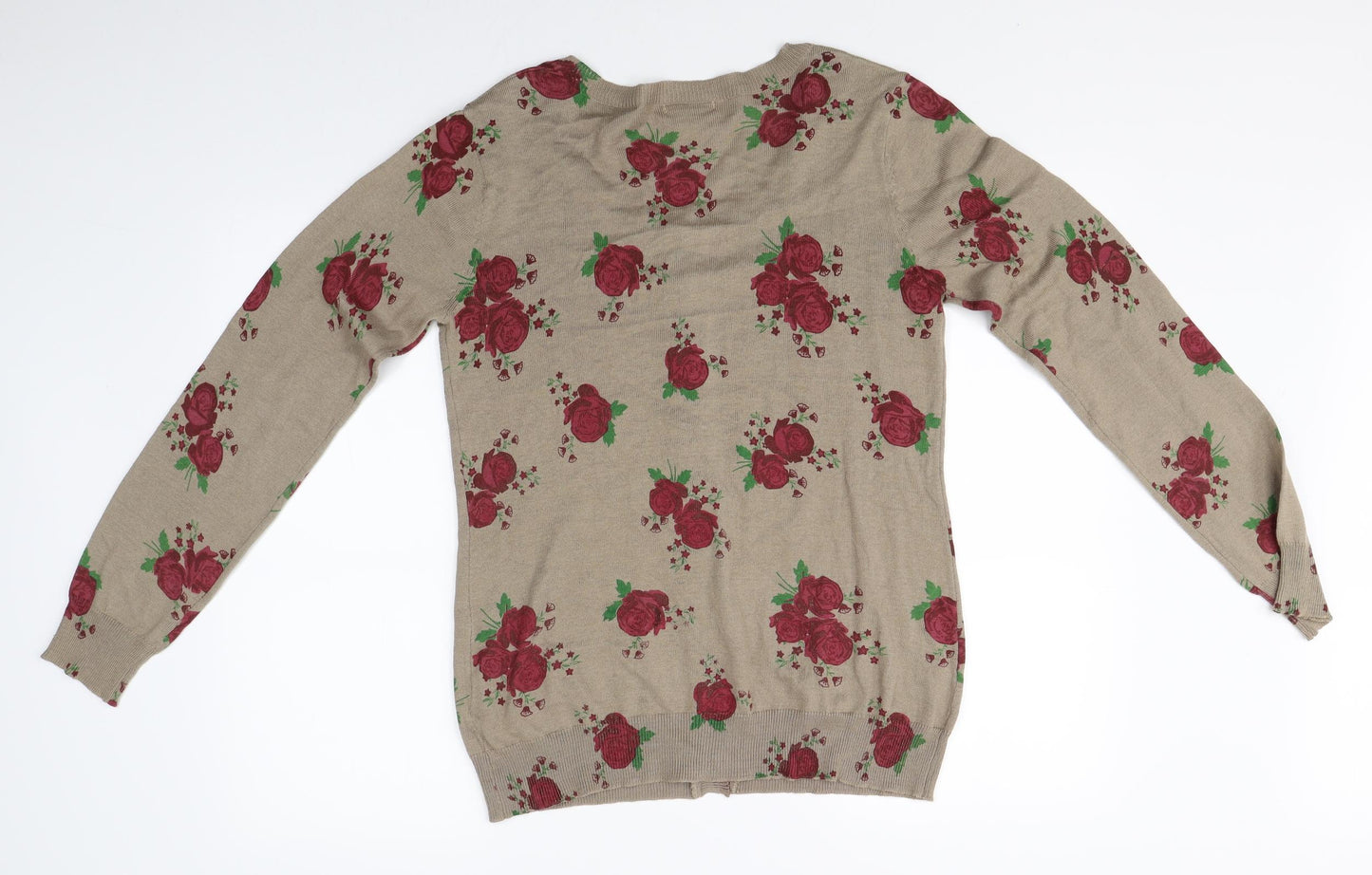 rainbow collection Womens Brown Floral  Cardigan Jumper Size 14