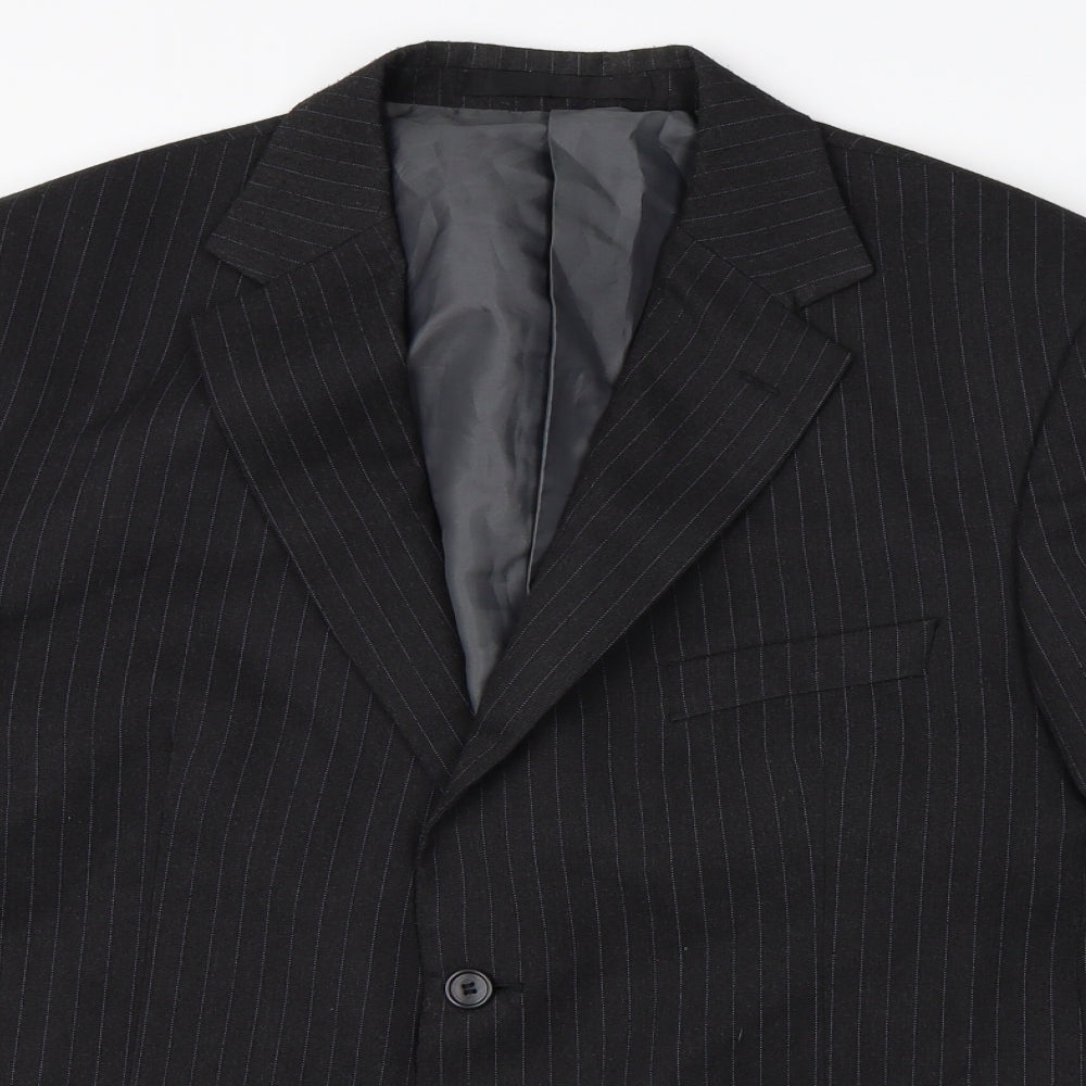 M&S Mens Black Striped  Jacket Blazer Size 42