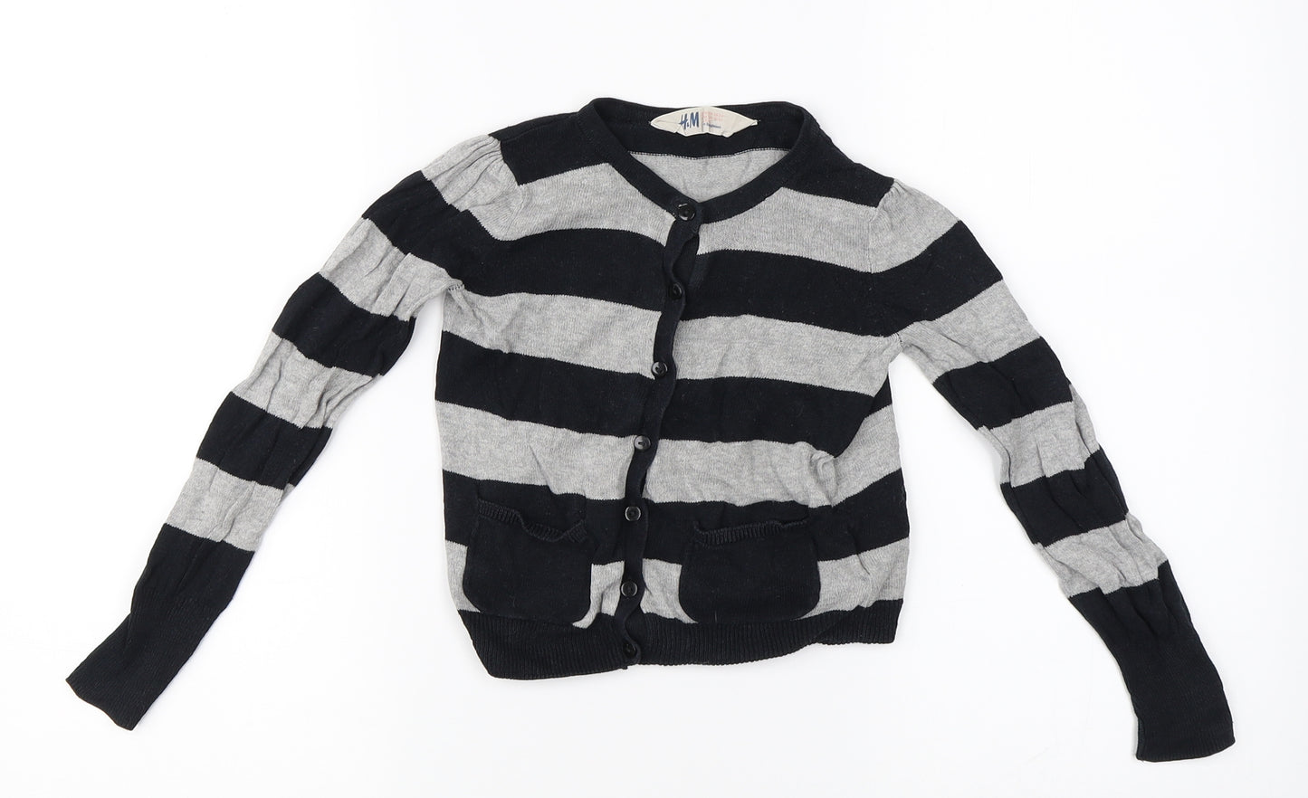 H& Boys Grey Striped  Cardigan Jumper Size 2-3 Years