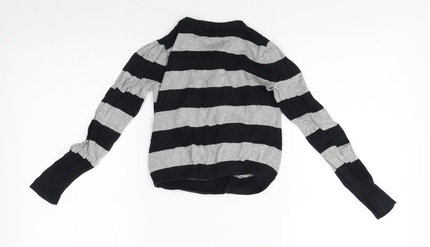H& Boys Grey Striped  Cardigan Jumper Size 2-3 Years