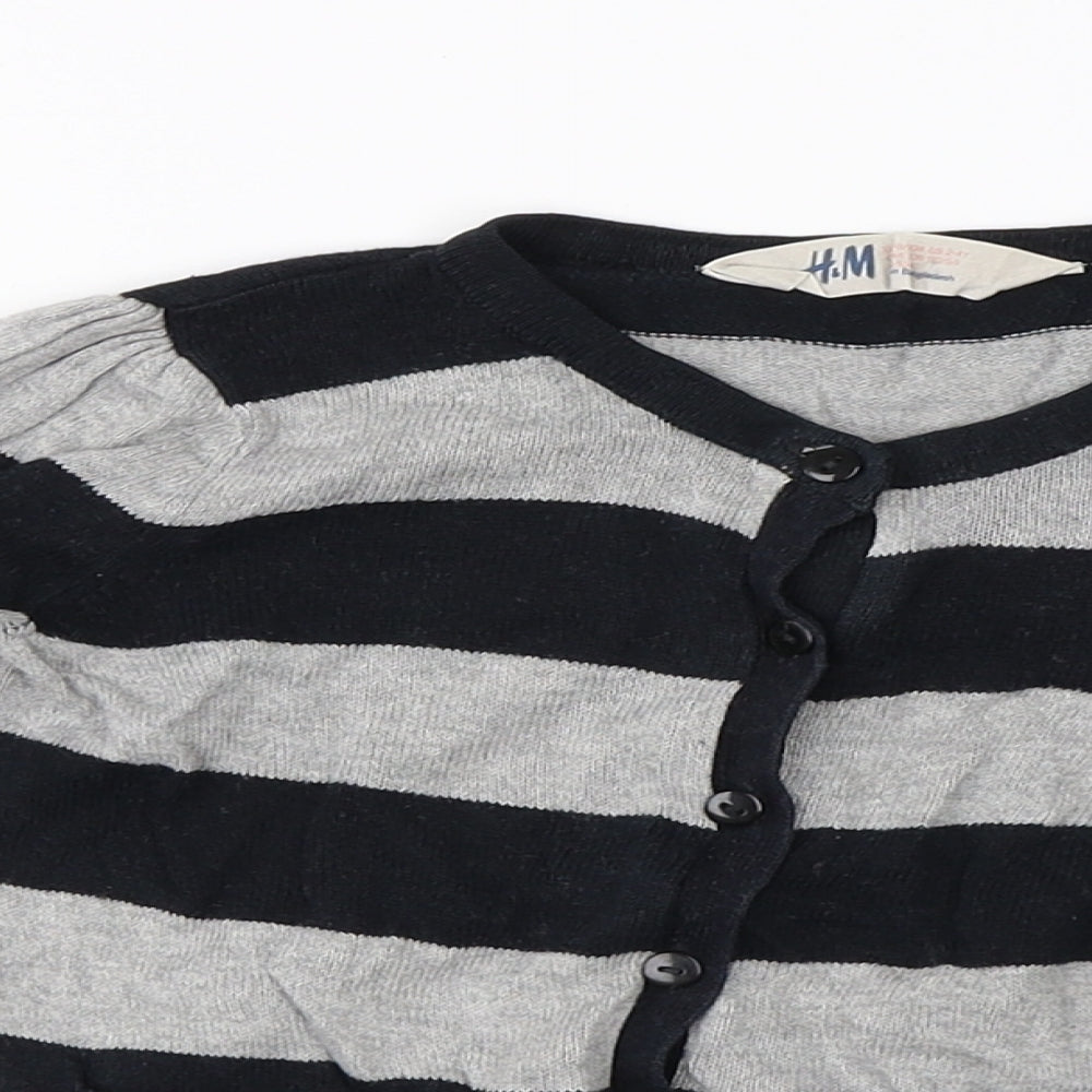 H& Boys Grey Striped  Cardigan Jumper Size 2-3 Years