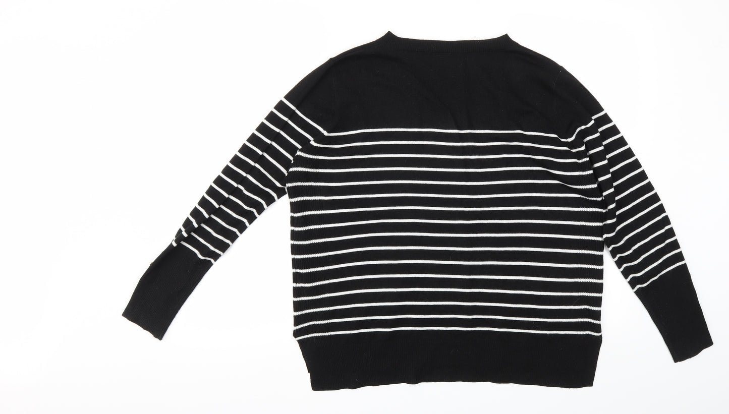 Primark Womens Black Striped  Pullover Jumper Size M